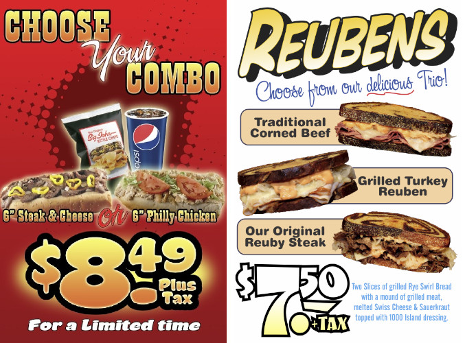 Big john steak on sale and onion menu